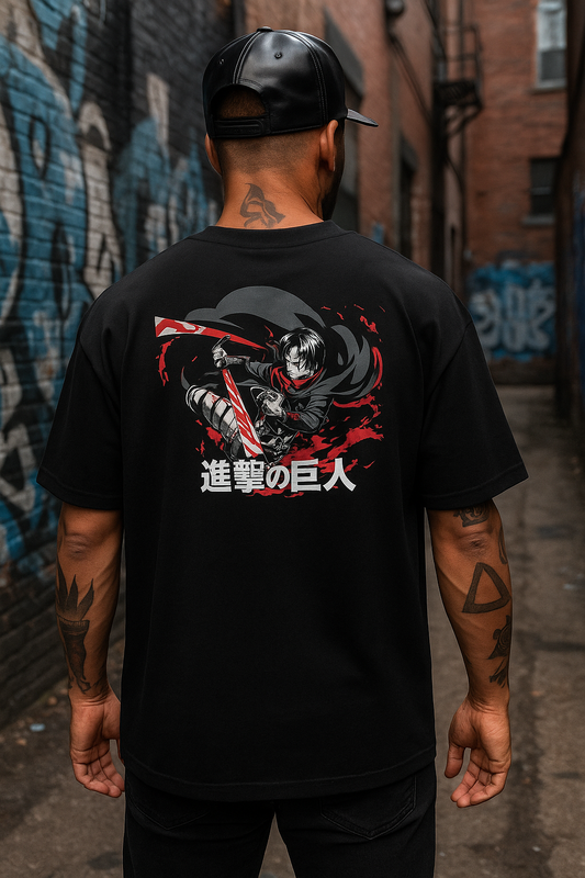 Attack on Titan Oversized T-Shirt – Levi Ackerman Streetwear | Unisex Anime Graphic Tee