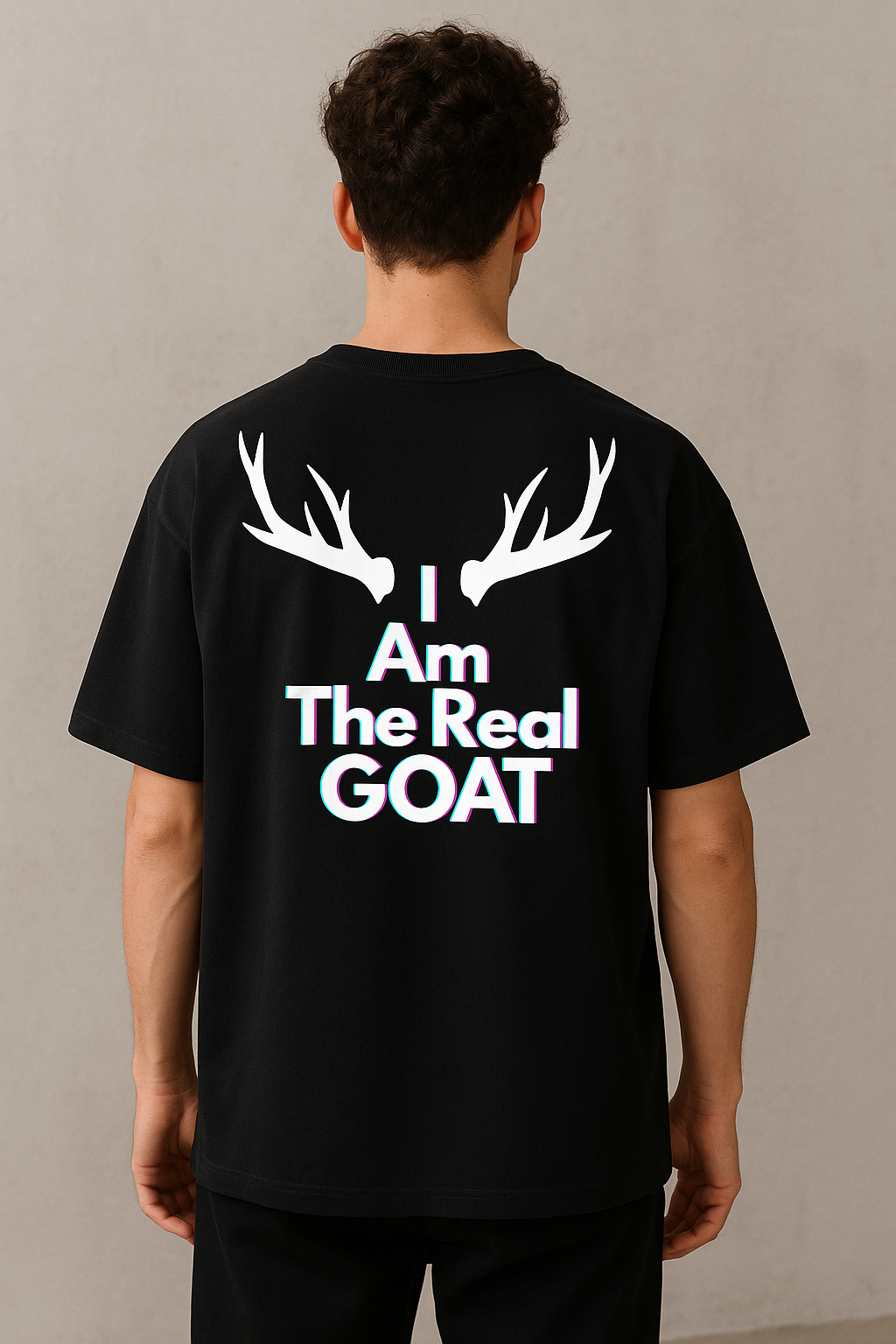 "I Am The Real GOAT" Graphic T-Shirt with Antlers